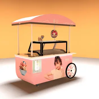 Уличное приложение Reeze Ice Cream Cart Мобильная тележка для мороженого Итальянская тележка для мороженого с прямоугольным шкафом