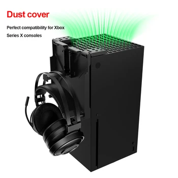 Фильтр охлаждающего вентилятора Пылезащитный чехол для игровой консоли Xbox Series X, верхний пылезащитный фильтр для хостинга с кронштейном для наушников, игровые аксессуары