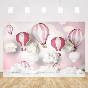 Фон для фотосъемки новорожденных детей, Небесные облака, Розовые воздушные шары, декоративные фоны для душа ребенка, Реквизит для фотобудки