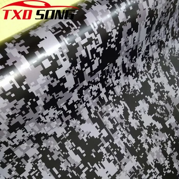 Цифровой автомобильный стайлинг стикер премиум-упаковка пиксел черный серый белый виниловая пленка Мотоцикл скутер автомобиль наклейка обертывание