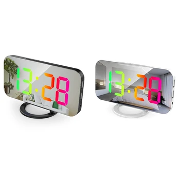 Цифровой Будильник RGB Красочный Дисплей С Большим Экраном Smart Mirror Alarm Clock Отображение Даты Для Украшения комнаты
