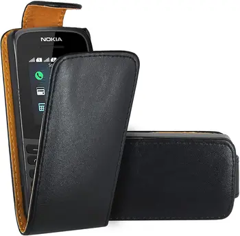 Черная откидная кожаная сумка премиум-класса для Nokia 105 (2019)