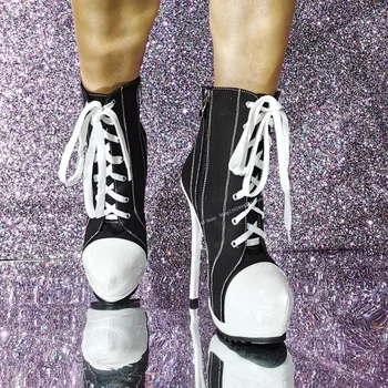 Черные Джинсовые Сапоги На платформе С Перекрещивающимися ремешками На Тонком Высоком Каблуке С Круглым Носком, Модная Сексуальная Летняя Женская Обувь 2023 года, Zapatillas Mujer