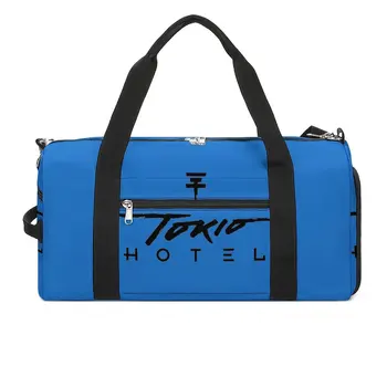 Черные спортивные сумки с логотипом Tokio Hotel, Немецкая группа, дорожная спортивная сумка, Красочные сумки большой емкости, Мужская Женская Портативная сумка для фитнеса