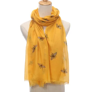 Шарф с пчелиным принтом, теплый осенне-зимний женский шарф, солнцезащитная шаль