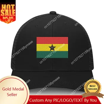Шляпа с вышивкой флага Ганы, мужская Женская спортивная бейсболка, Дышащая сетка, летний солнцезащитный козырек, головные уборы, Кепки на заказ, логотип