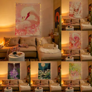 Эстетичный гобелен, Художественная иллюстрация, декор для дома, гостиной, Подвесная фоновая ткань для стен